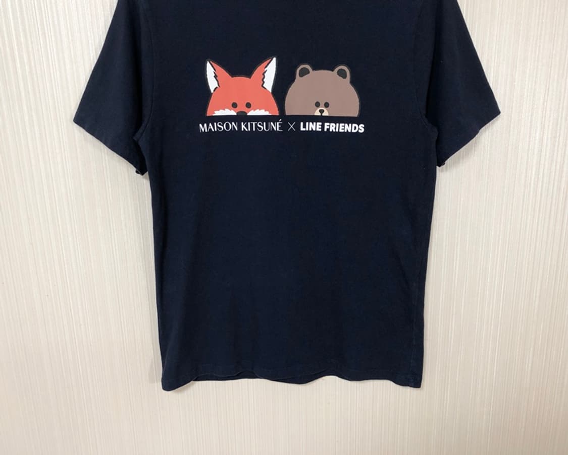 메종키츠네X라인프렌즈 페이스 프린트 티셔츠 S 상품이미지3