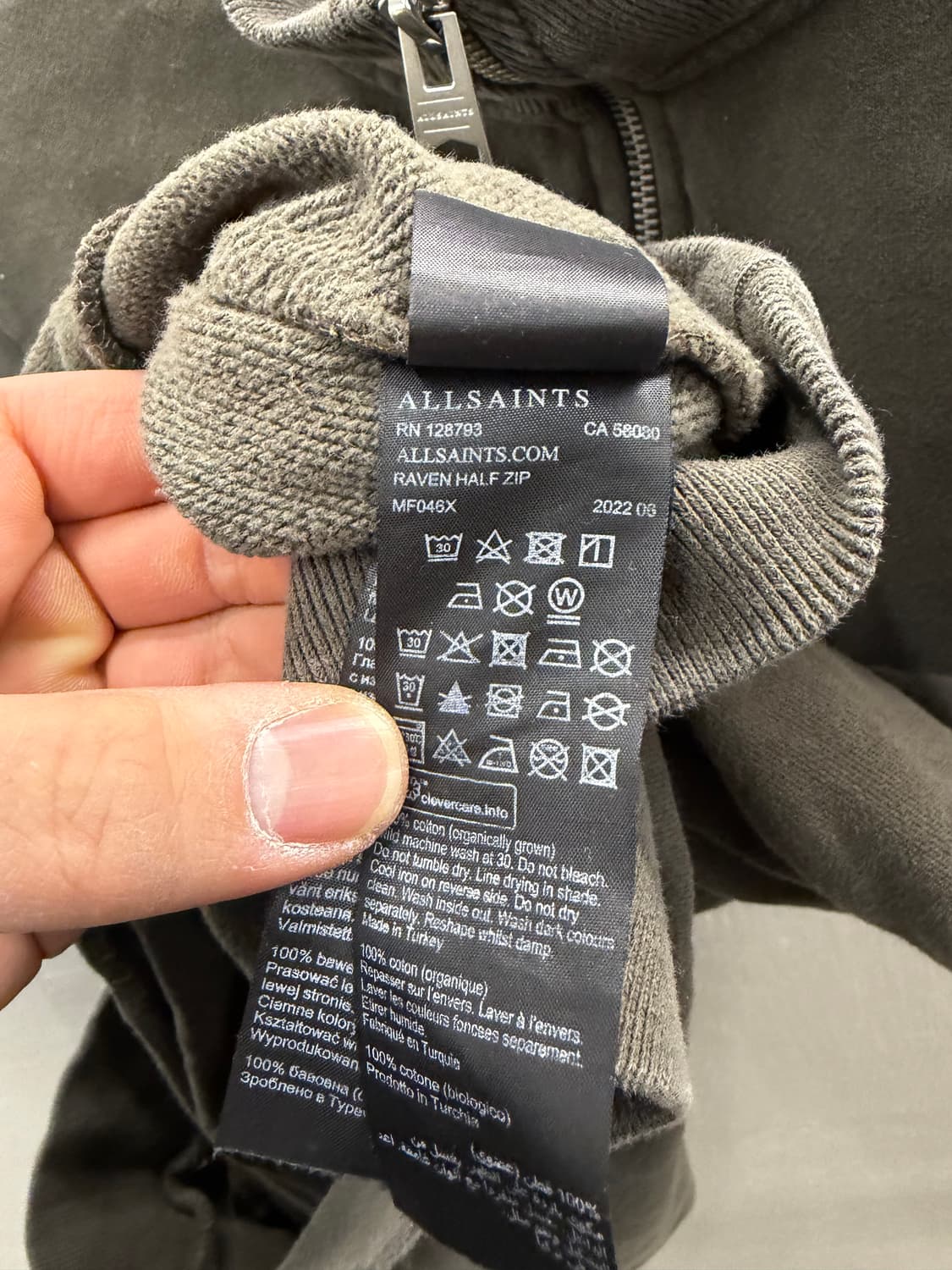 올세인츠 Raven 하프집업 M 상품이미지6