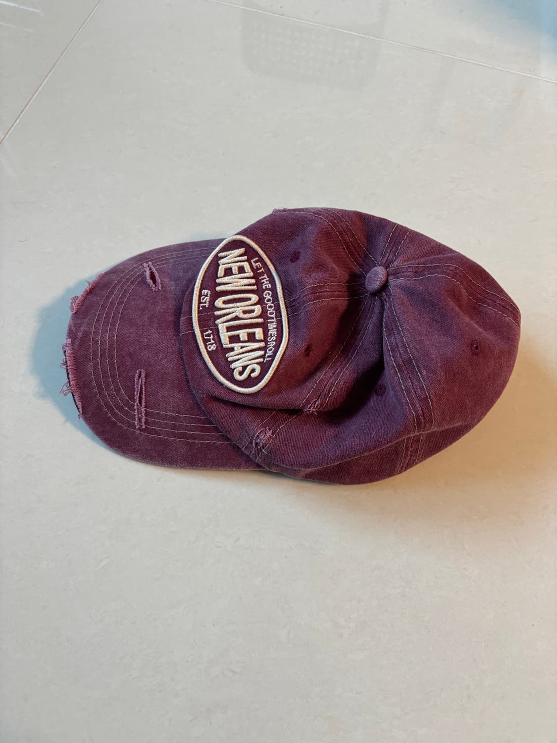 뉴올리언스 볼캡 빈티지 스타일 모자 버건디 볼캡 상품이미지2
