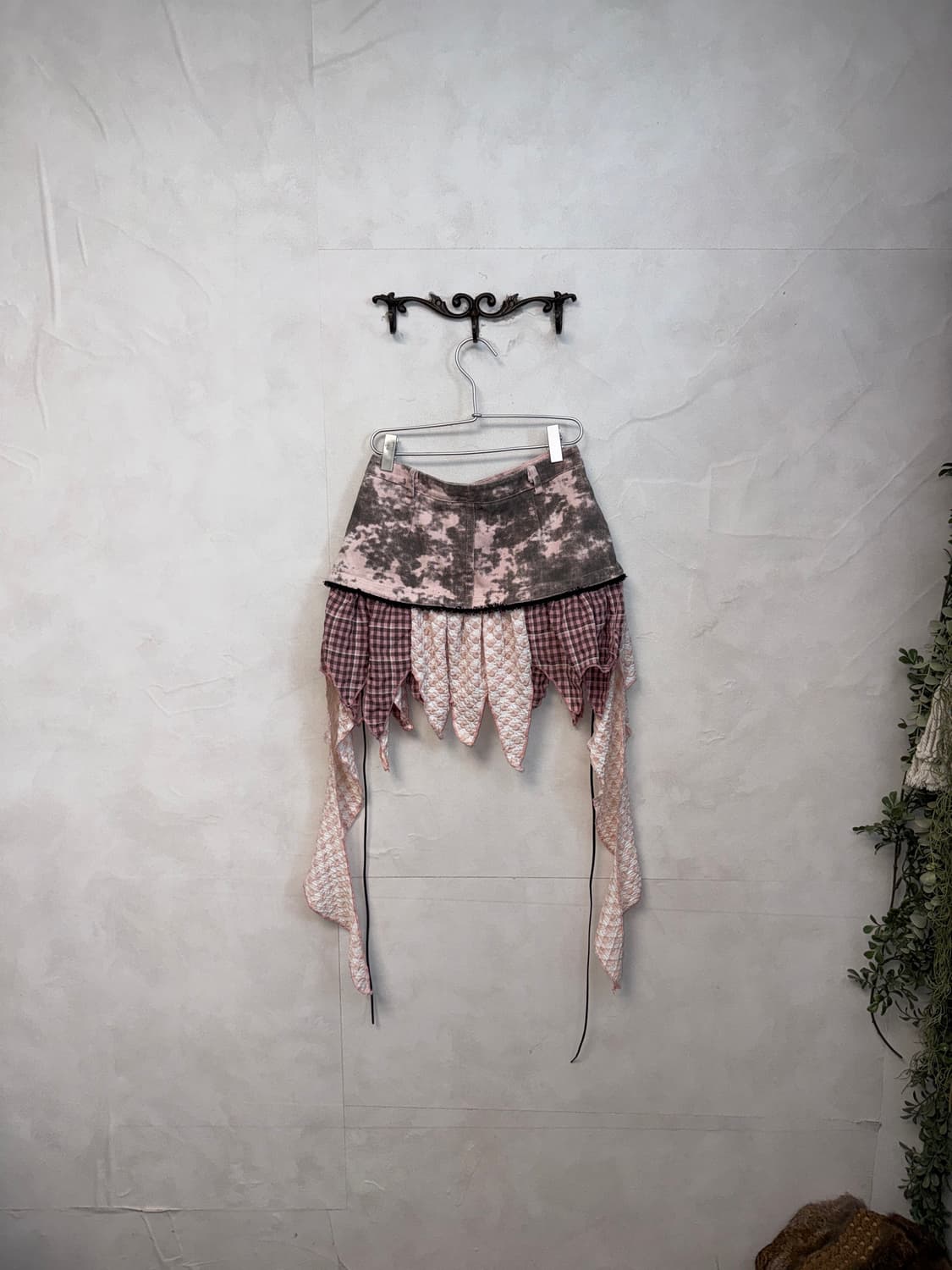 Baby pink tie dye unbalance ruffle sk 상품이미지3