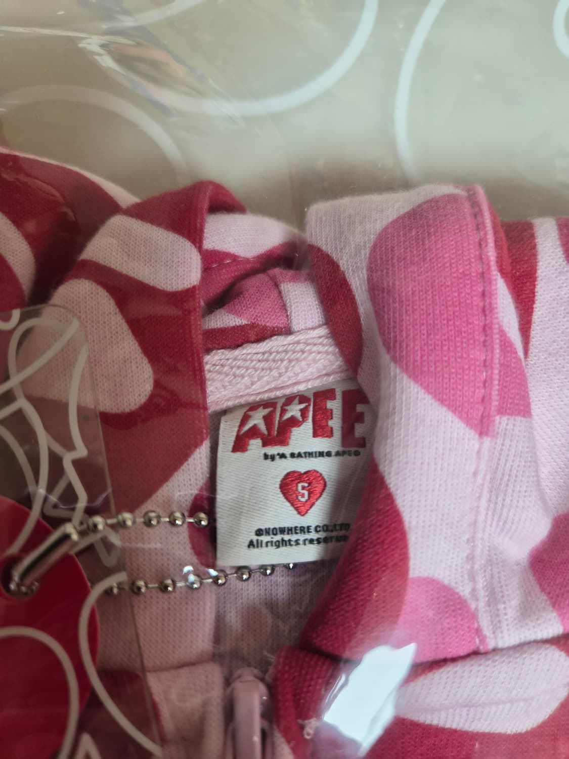 베이프 정품 에이피 라인 S 하트 배찌 카모 후드 집업 스웨터 상품이미지7