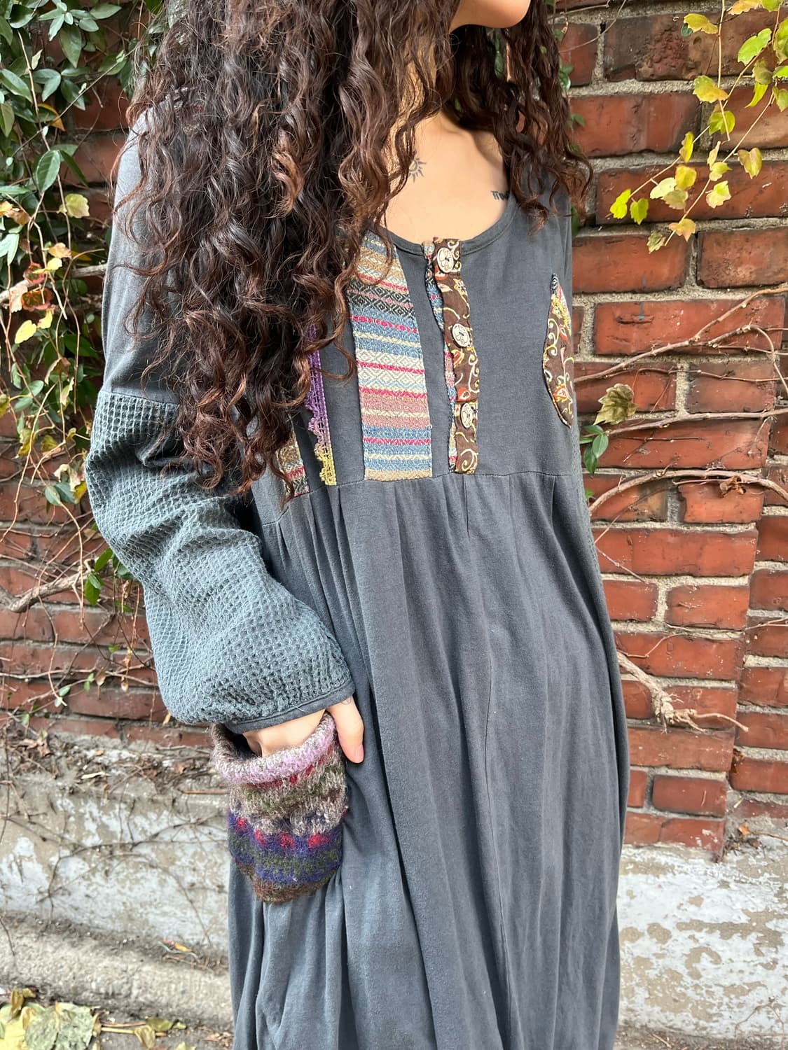 일본무드 패치 자수포인트 원피스 상품이미지3