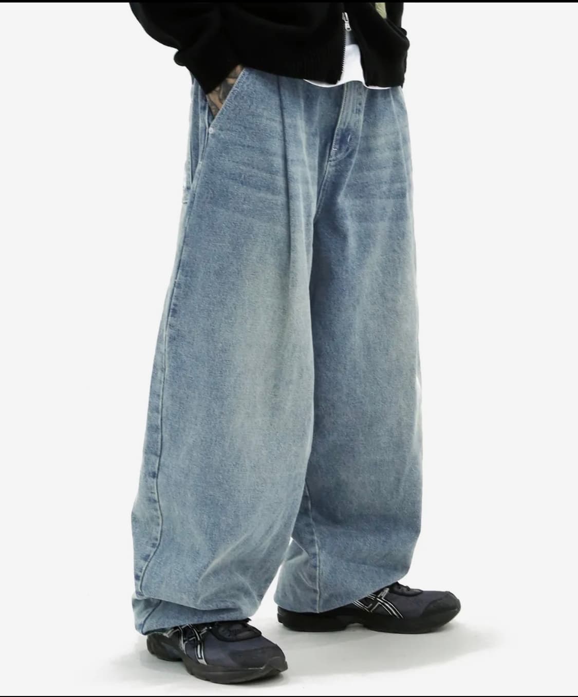 엑스톤즈 XP172 빅 와이드 벌룬 데님 팬츠 (BLUE) S 상품이미지1