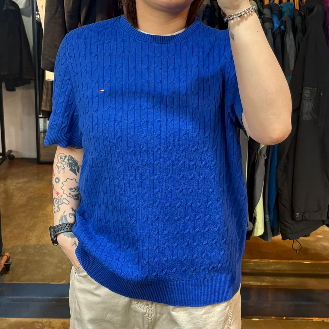 타미힐피거 케이블 니트 반팔 상품이미지1