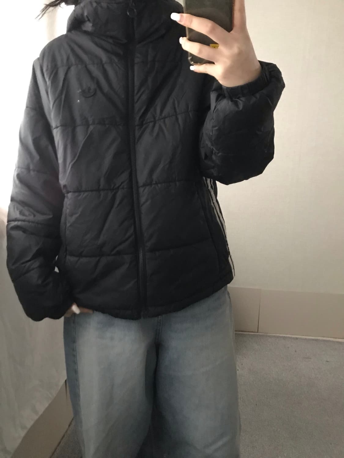 아디다스 블랙 파이어버드 후드 패딩 상품이미지3