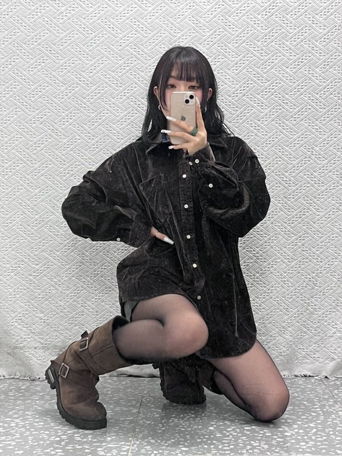 타미힐피거 컨트리 스트릿 펑크 페이즐리 벨벳 셔츠 L C11015 상품이미지1