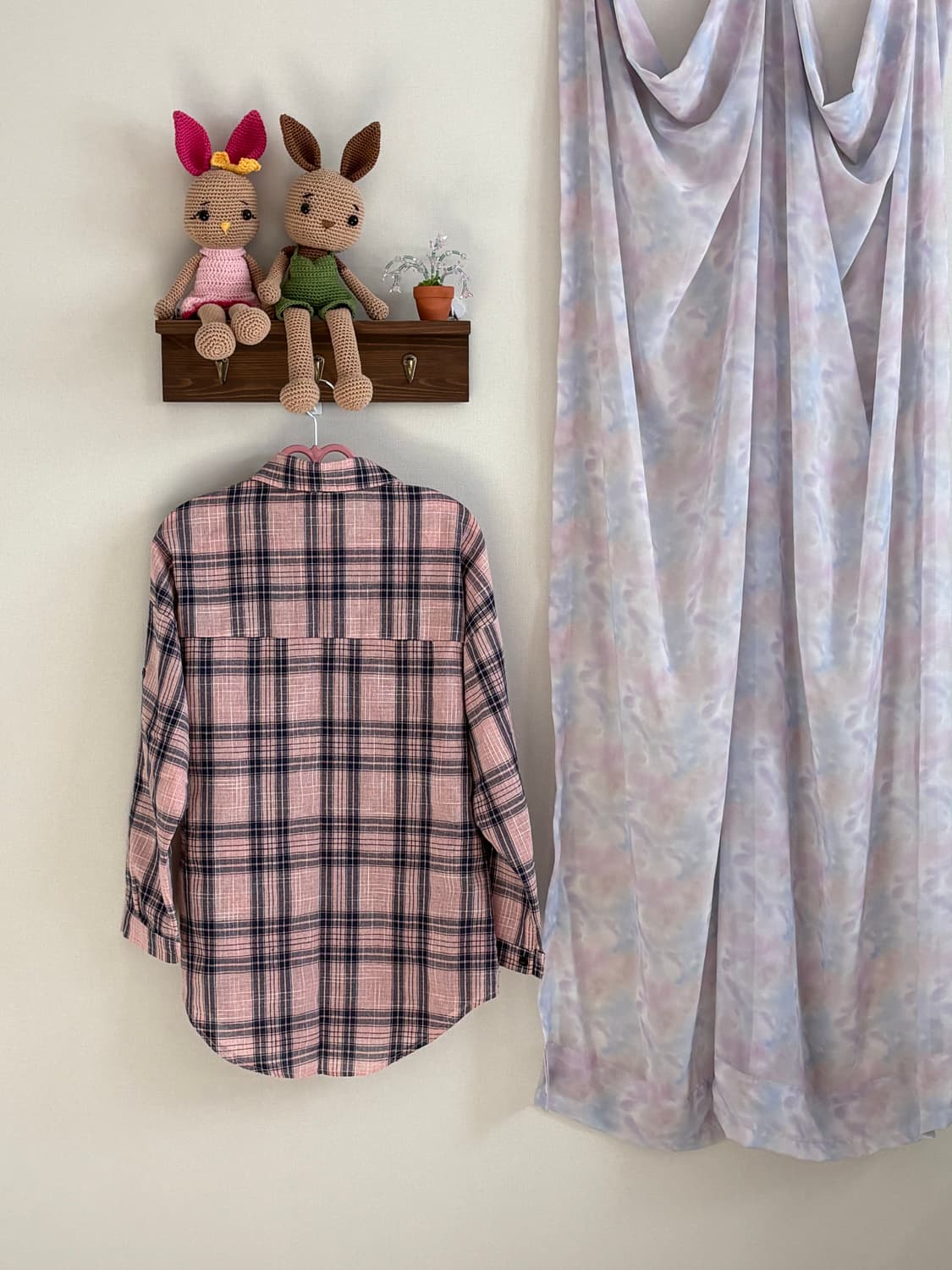 핑크 체크 셔츠 상품이미지2