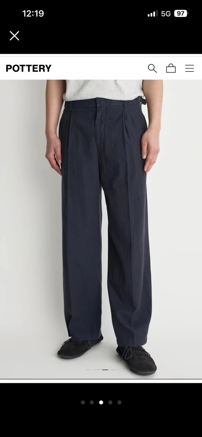 포터리 원턱 와이드 팬츠 네이비 상품이미지3