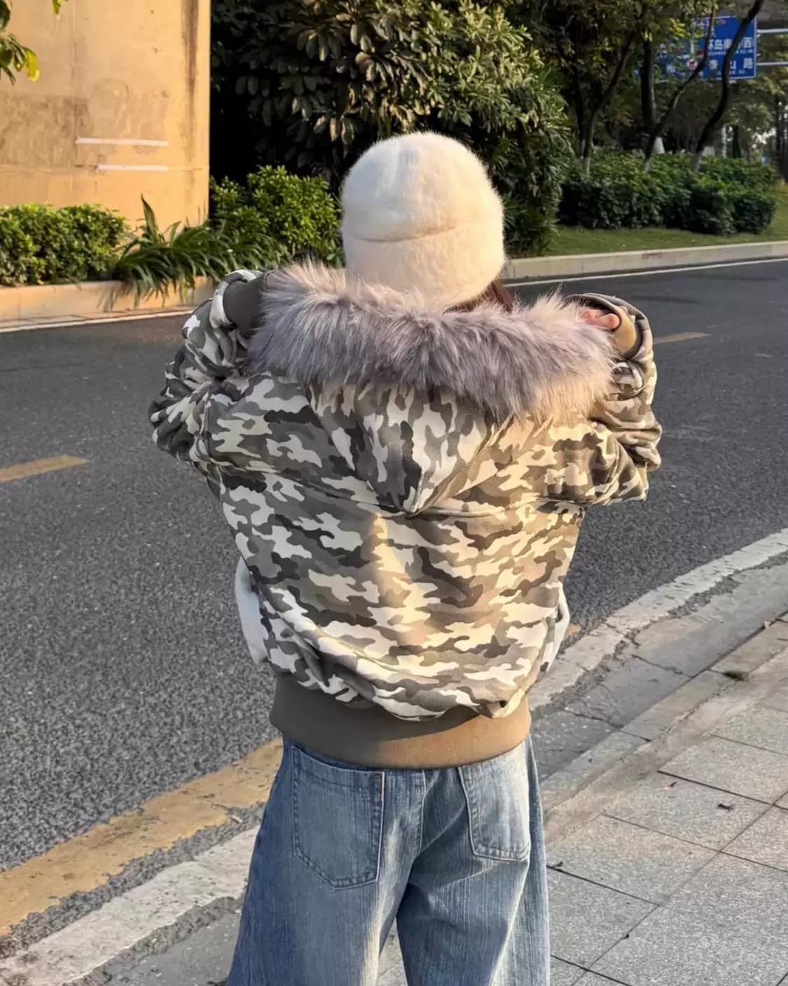 빈티지 카모 퍼 후드 오버핏 자켓 상품이미지2