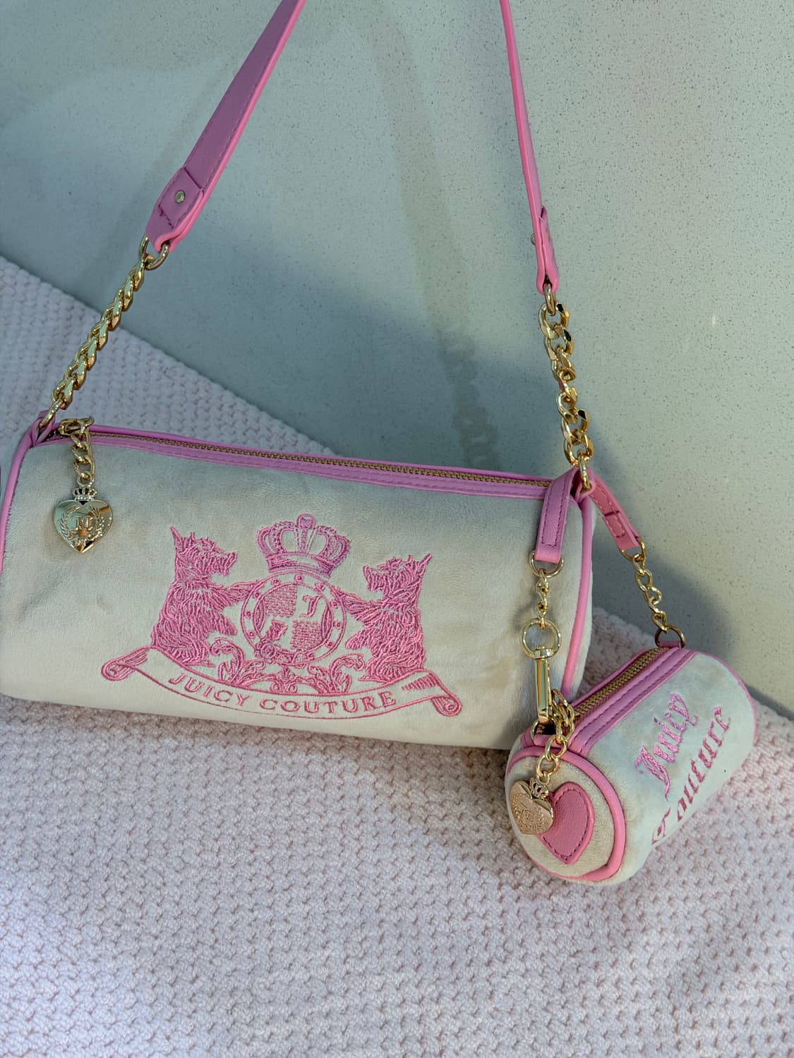 쥬시꾸뛰르 딸기라떼 테리독배럴백 베이비메탈클럽 베이비베어 빈티지 상품이미지2