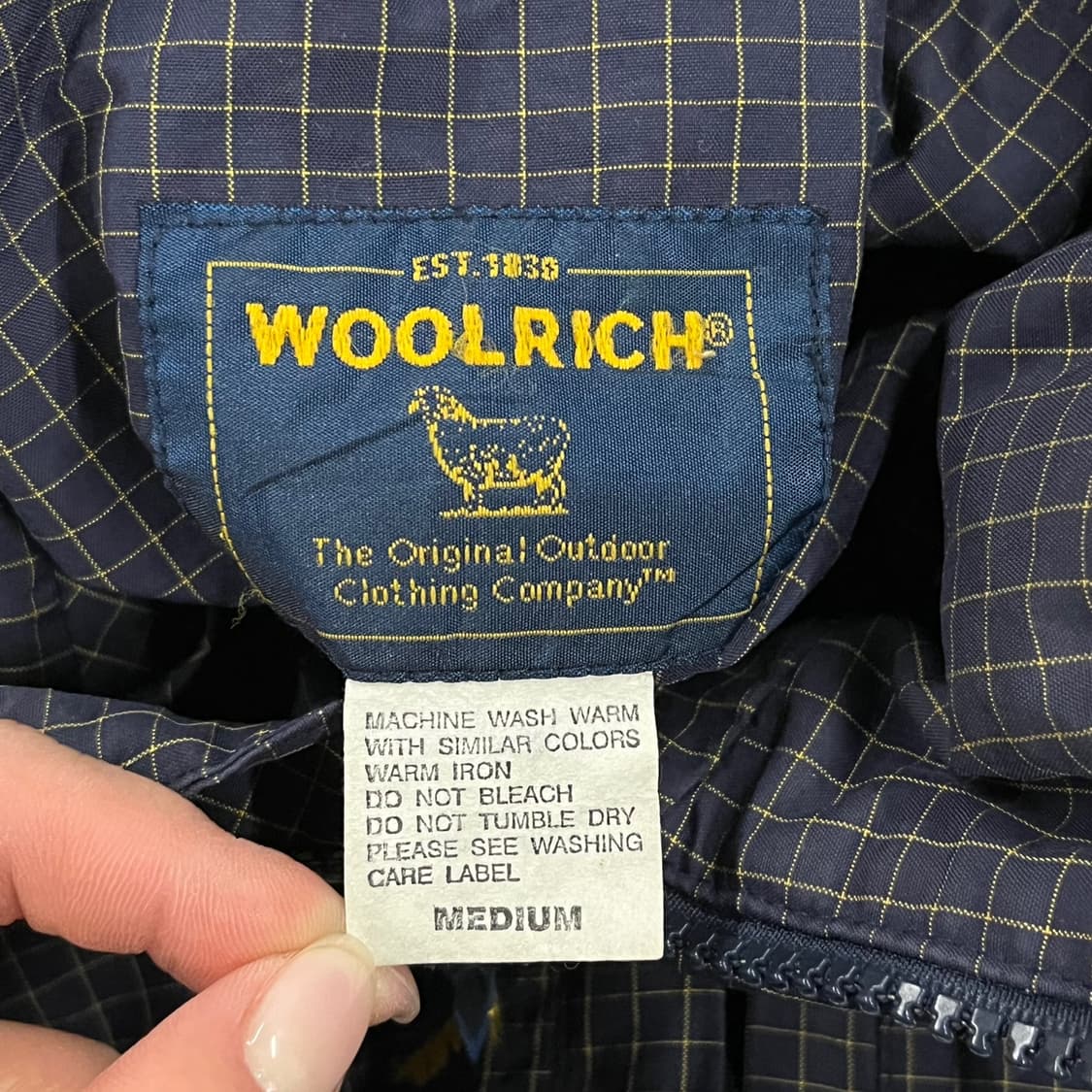 [정품/M] 울리치 네이비 체크 패턴 바람막이 자켓 b13 상품이미지5