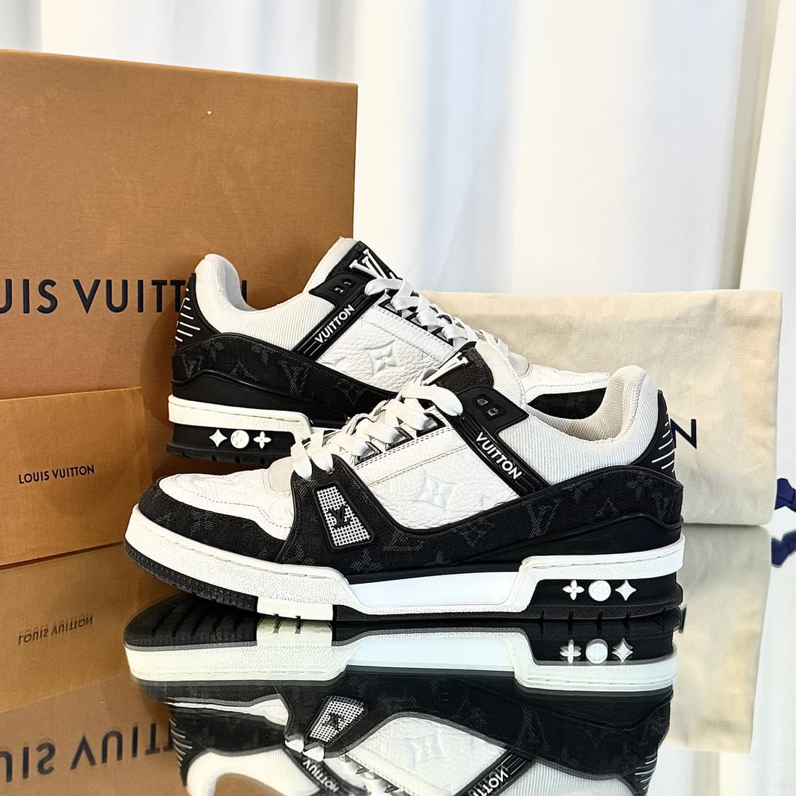 (7.5) 루이비통 LV 트레이너 스니커즈 모노그램 데님 범고래 상품이미지2