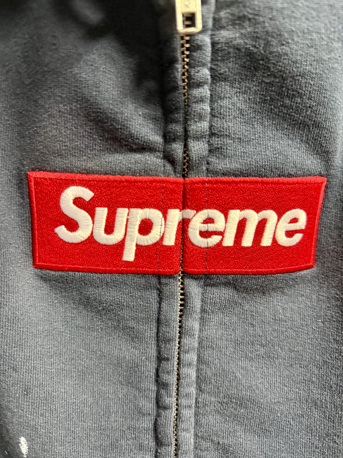 슈프림 x MM6 메종 마르지엘라 박스로고 집업 네이비 L사이즈 판매 상품이미지4