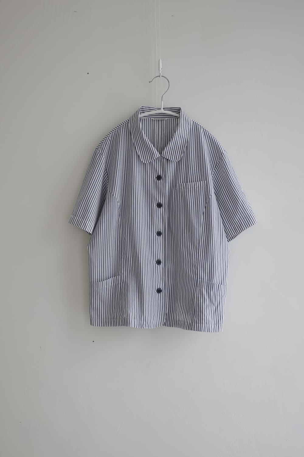 HANAE MORI 둥근 카라 스트라이프 반팔 셔츠 상품이미지5