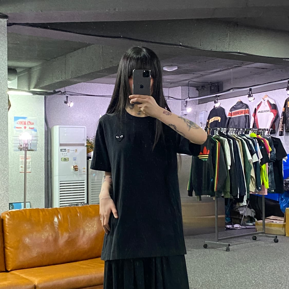 꼼데가르송 블랙하트 와펜 블랙 반팔 B4608 상품이미지1