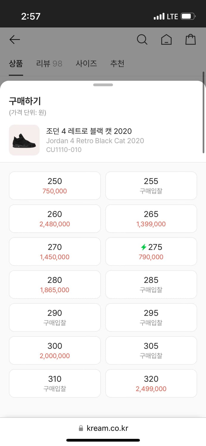 Jordan 2020 레트로 blackcat 330size  상품이미지8
