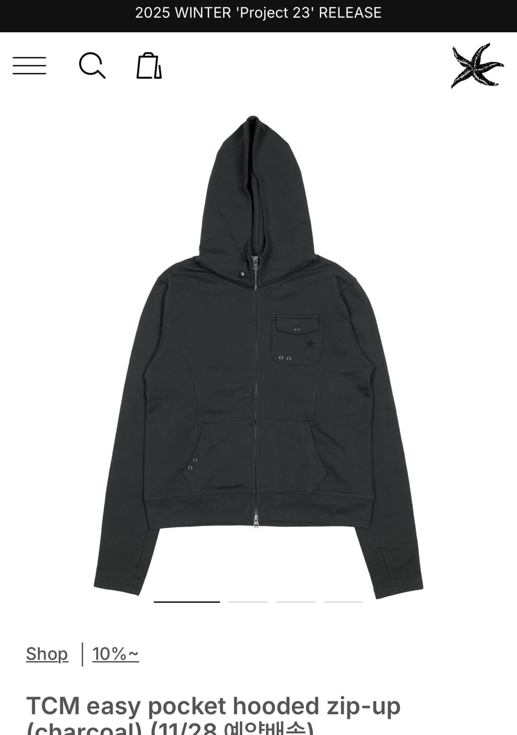 TCM easy pocket hooded zip-up (charcoal) 상품이미지1