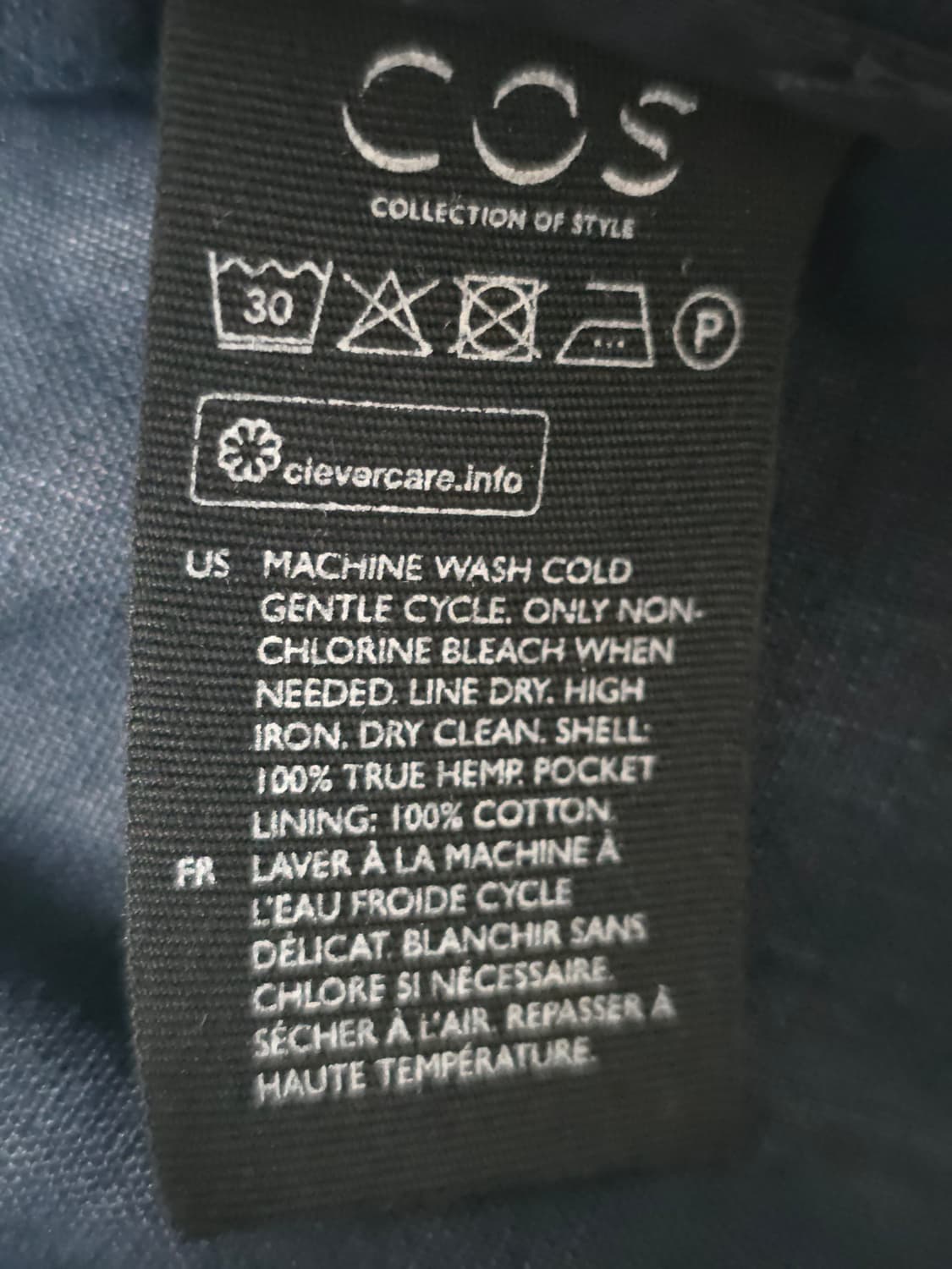 코스 COS 네이비 헴프 린넨 집업 자켓 XL 상품이미지5