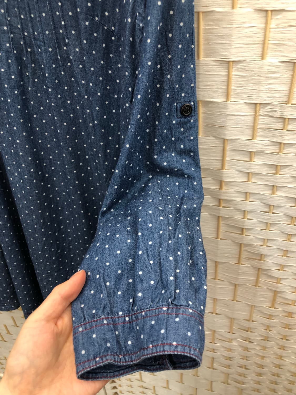 도트 블루 블라우스 상품이미지3