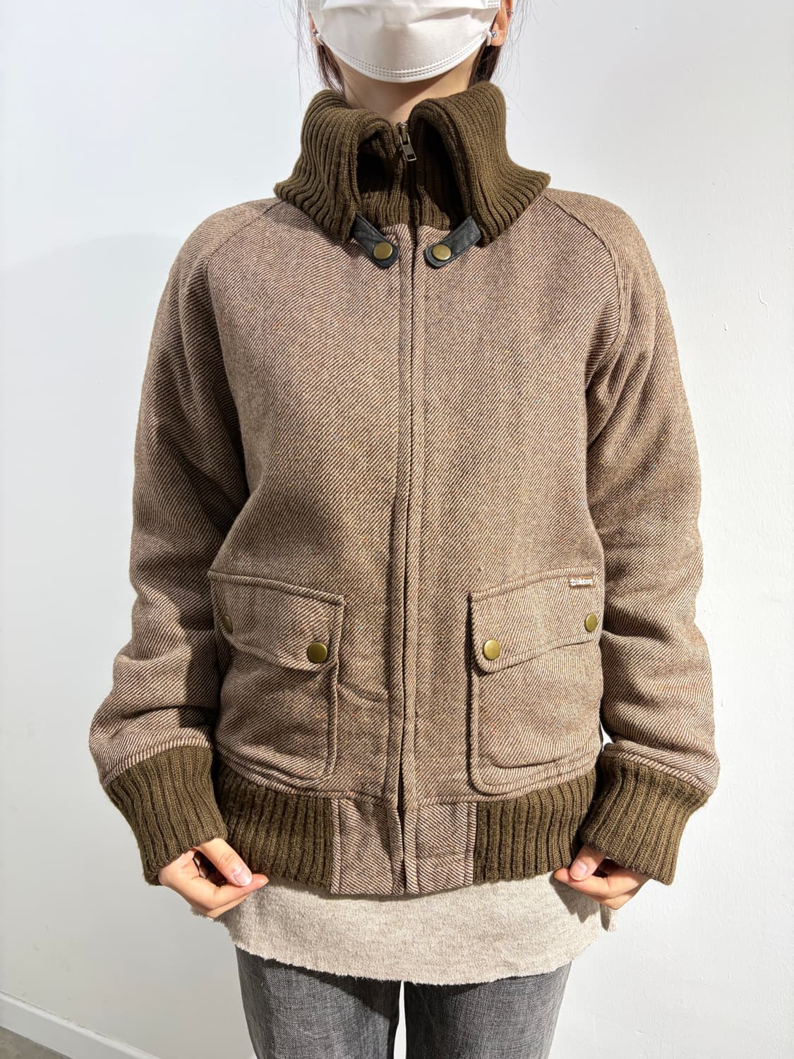 일본 빈티지 billabong 락펑크 니트 카라 봄버자켓  상품이미지1