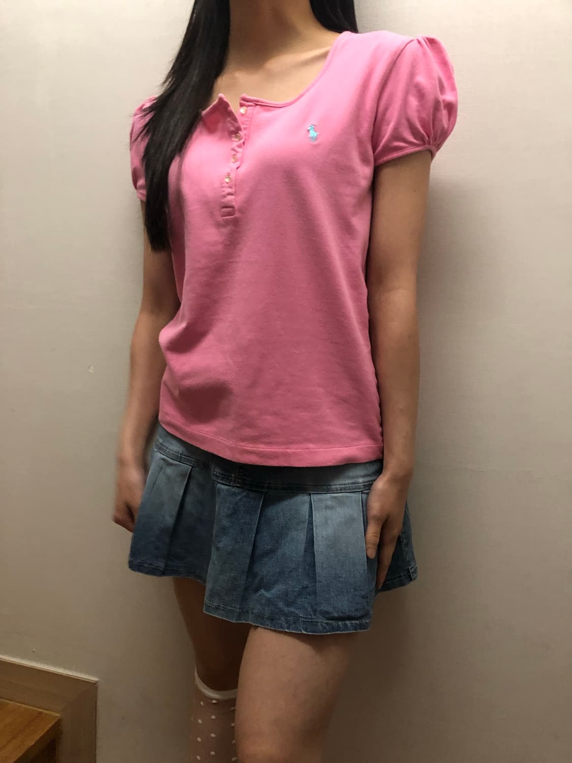 빈티지 데님 플리츠 미니 스커트 상품이미지5