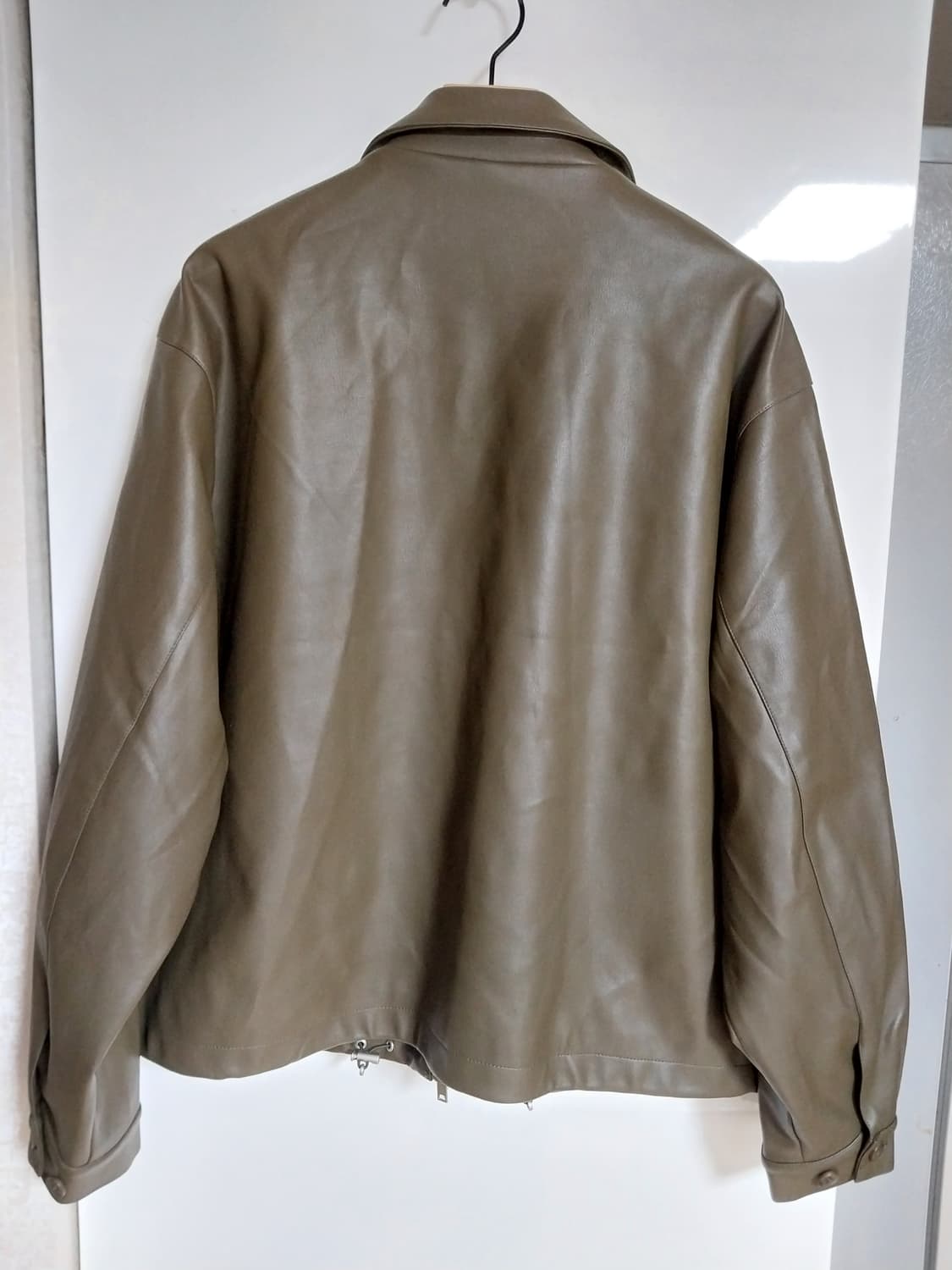 카키 브라운 비건 레더자켓 상품이미지6