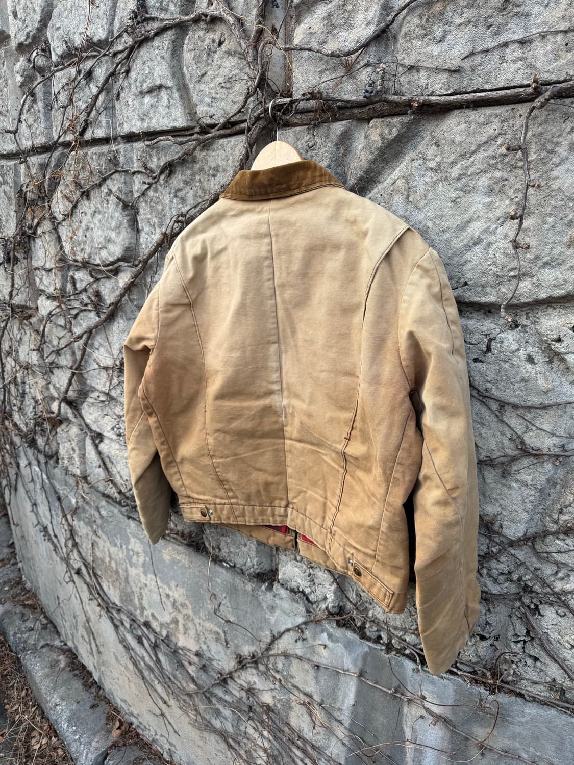 70s 키임페리얼 버팔로 체크 페이딩 캔버스원단 트러커 워크 자켓 상품이미지4