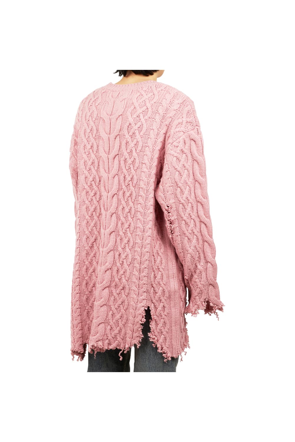 새상품 다이리쿠 데미지 핑크 케이블니트 L 상품이미지2