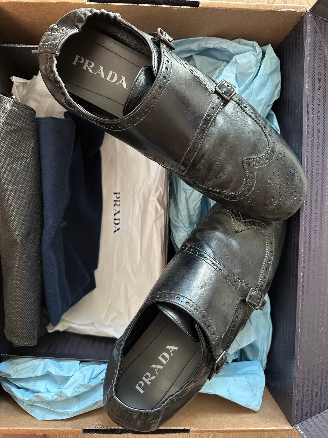 (UK9) 프라다 셔플 더블 몽크스트랩 상품이미지1