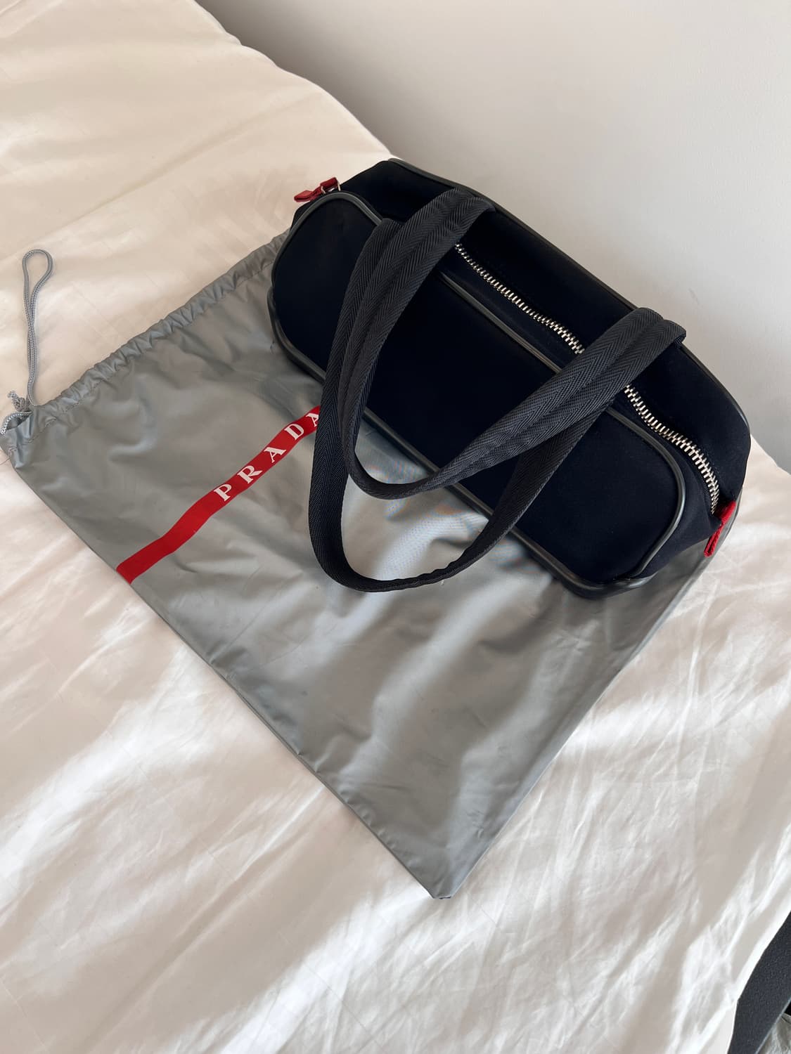 프라다 스포츠 블랙 나일론 보스톤 숄더백 상품이미지2