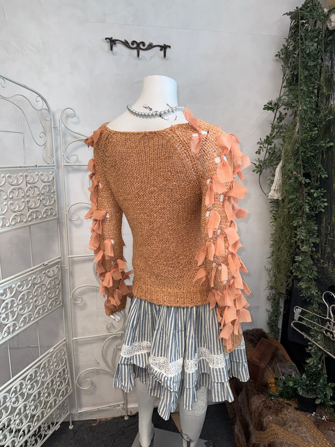 Mute orange ribbon trimmed loose knit 상품이미지6