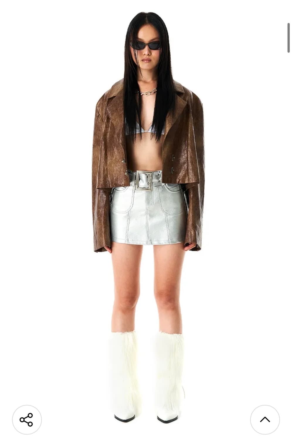 배디 Leather Crop Jacket Brown 상품이미지3