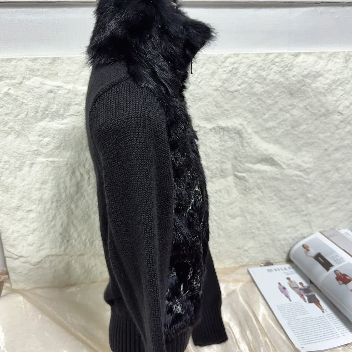 빈티지 홍콩 INTOO 양두지퍼 자수 토끼털 니트자켓 상품이미지4