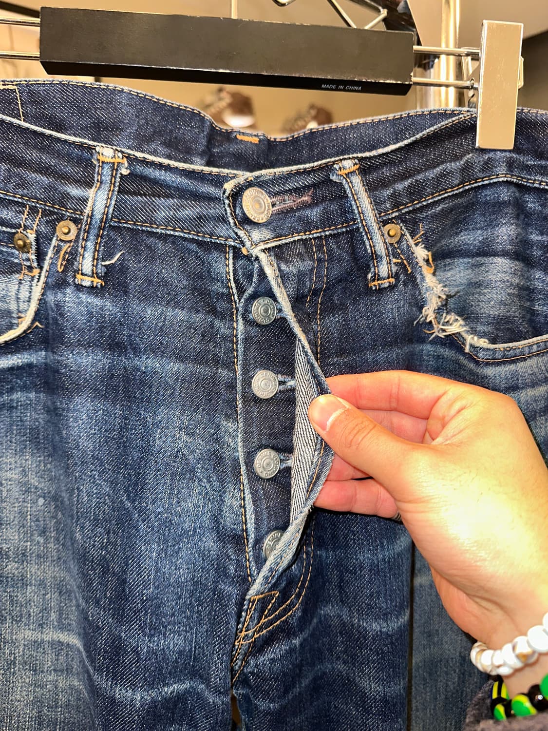 Denime Selvedge destroyed denim pants 상품이미지5