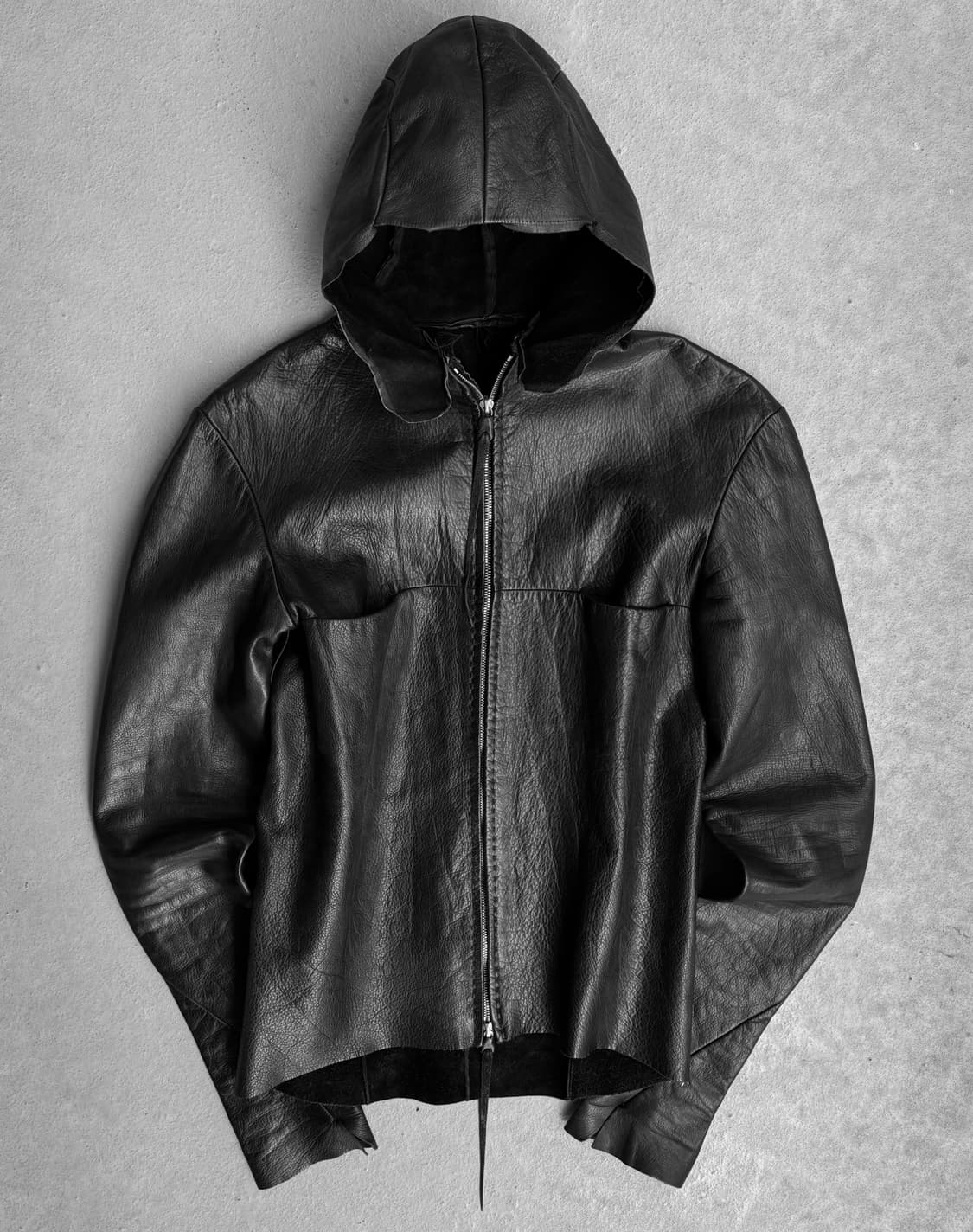 Bison Leather Hooded Aviator Jacket 상품이미지1