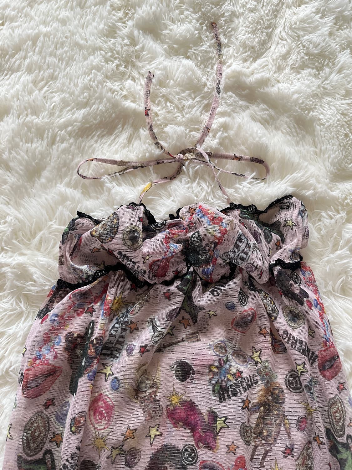 히스테릭 글래머 마법소녀 올오버 그래픽 도트 레이스 캐미솔 슬립 원피스 상품이미지2