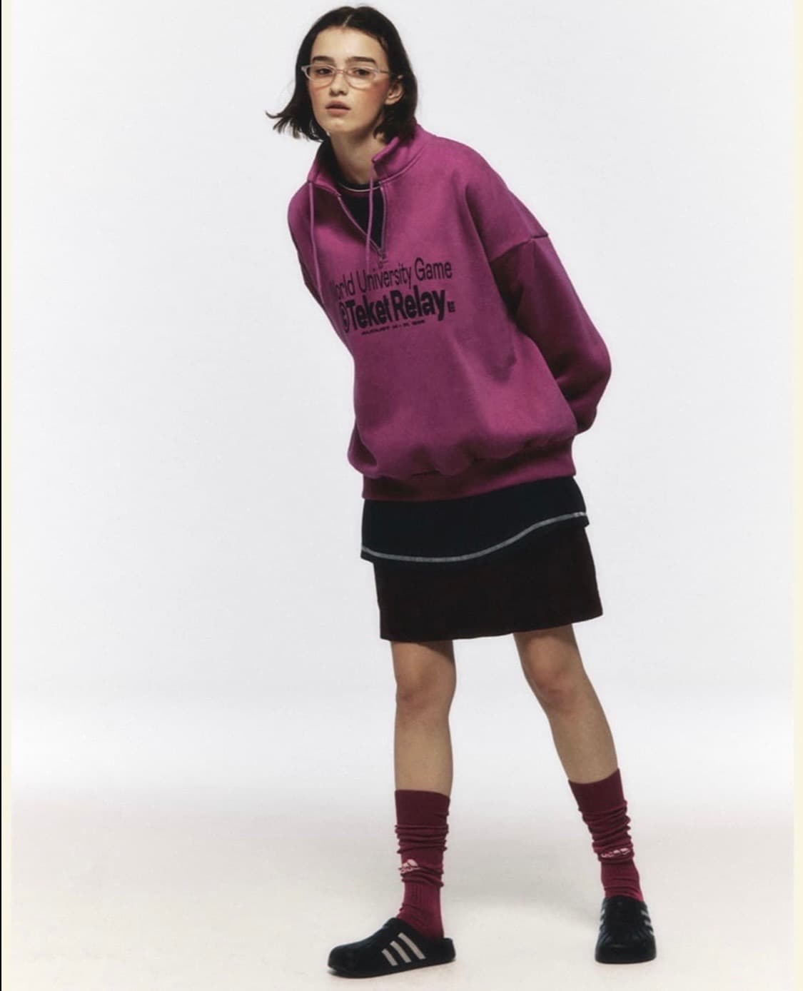 테켓 하프집업 맨투맨 핑크 L 상품이미지3