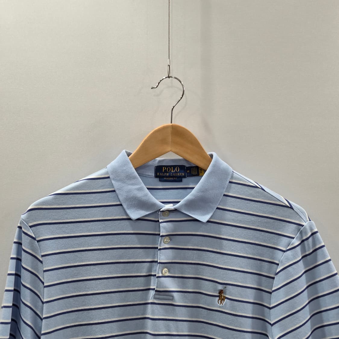 폴로랄프로렌 코튼 스트라이프 카라티 스카이블루 M 상품이미지2