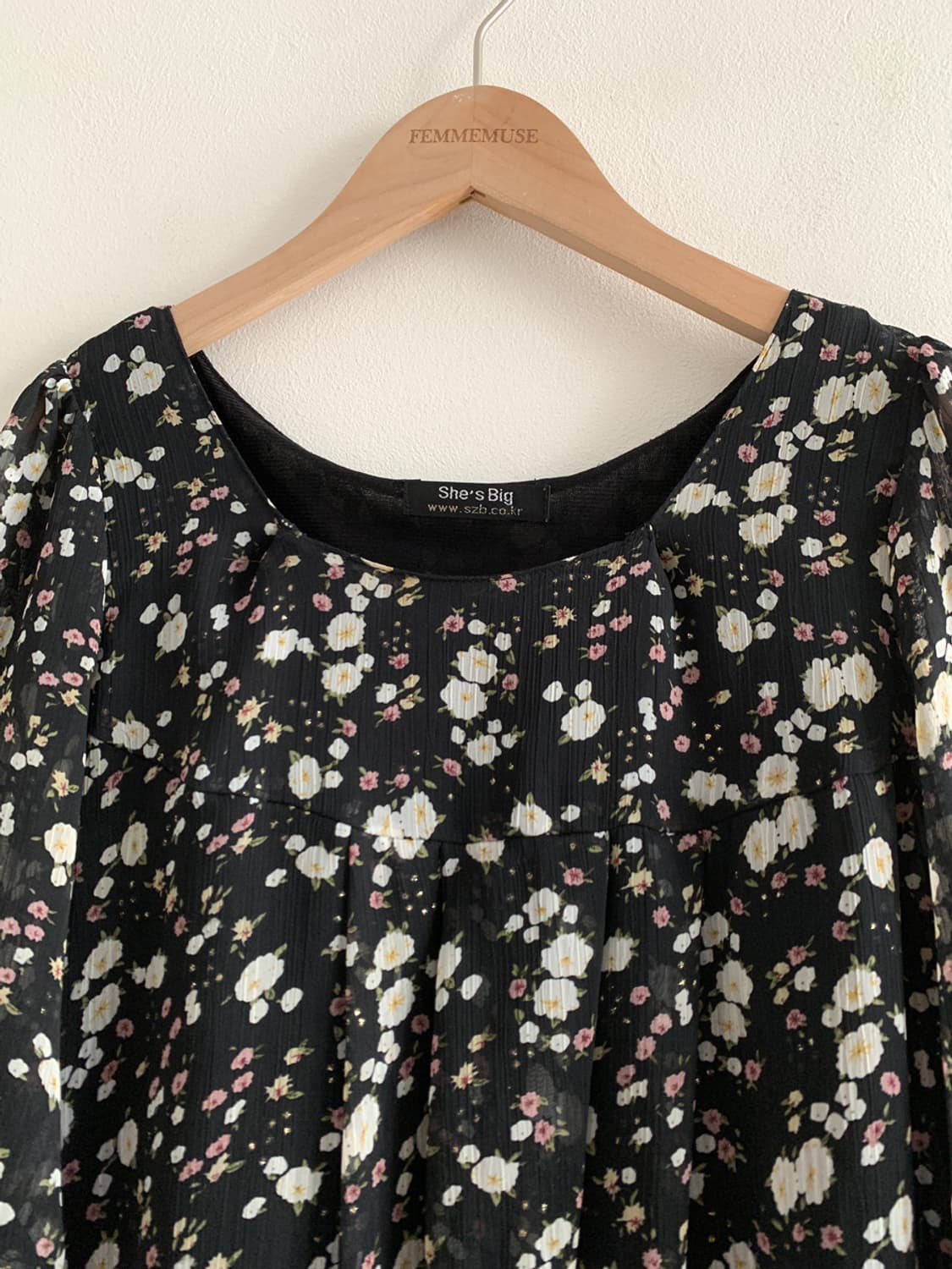 Flower Chiffon Dress(Black) 상품이미지3