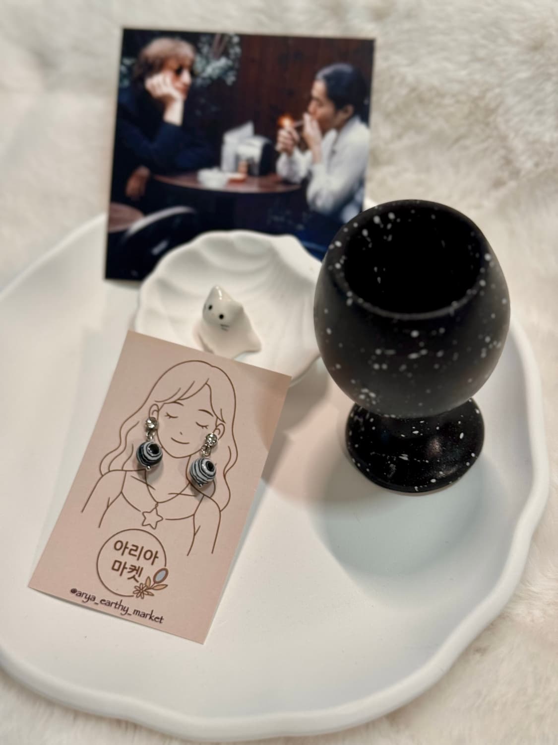 하나뿐인 무늬〰️ 마블 스톤 귀걸이🦓🖤 상품이미지3