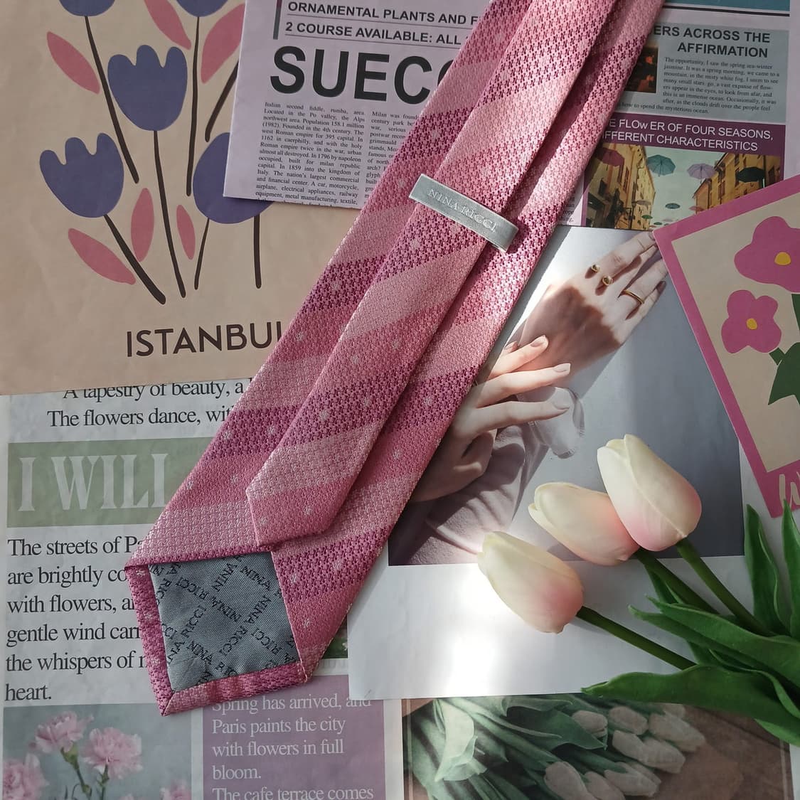 니나리치 실크 텍스처 스트라이프 넥타이 9.1cm A등급 A18985
 상품이미지4