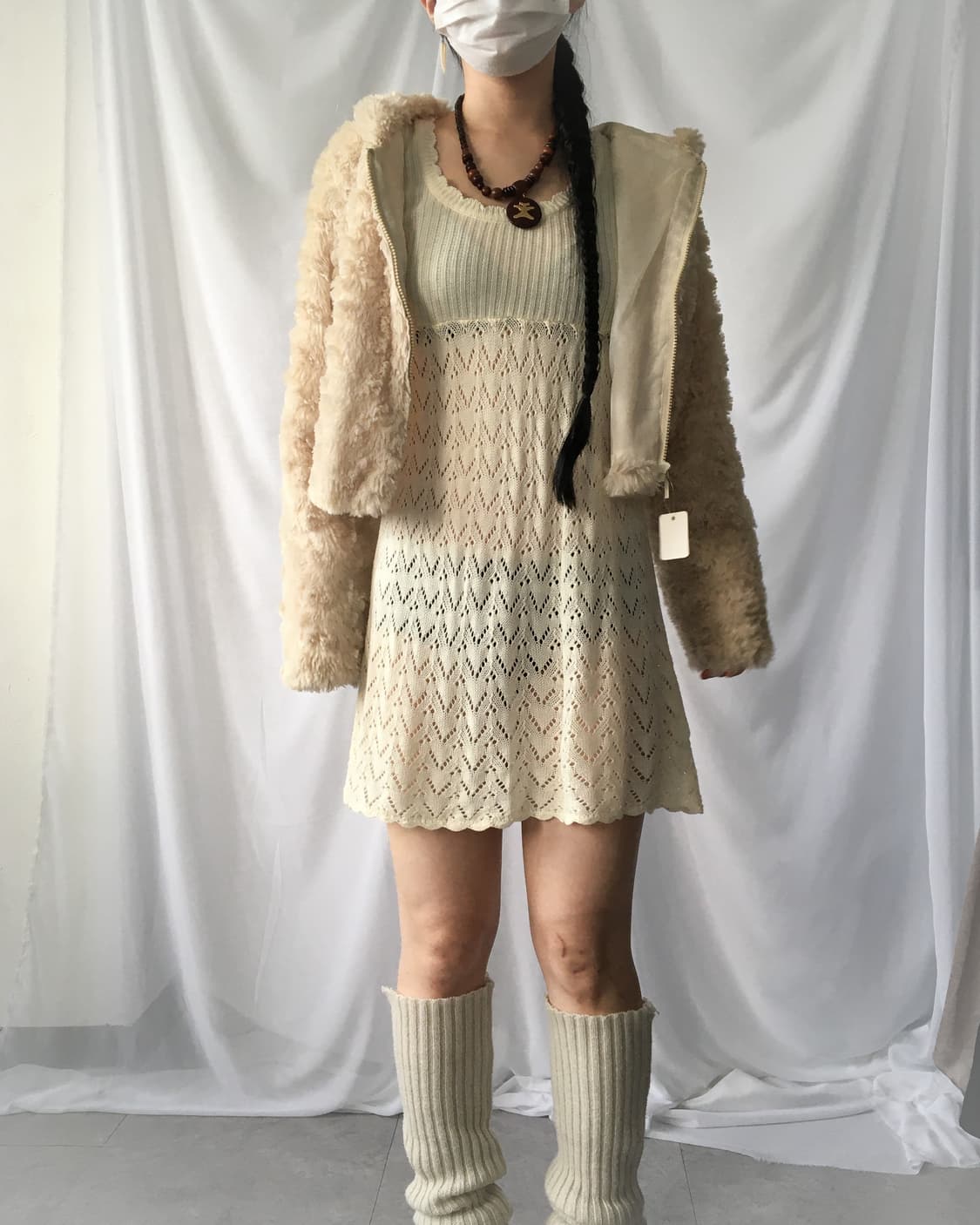 Fake fur hood zip up 상품이미지5