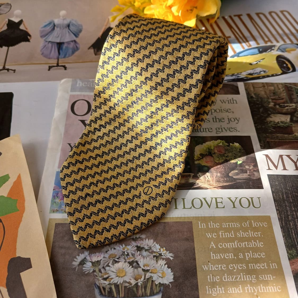 던힐 실크 옐로우 지그재그 패턴 넥타이 9.1cm A+등급 A19613
 상품이미지3