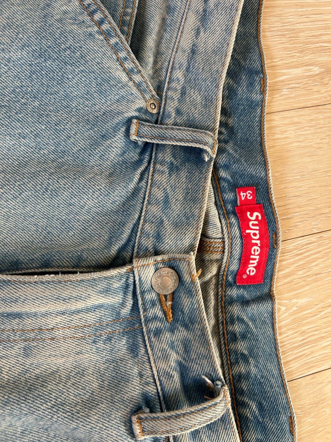 34) 슈프림 더블 니 페인터 팬츠 워시드 블루 - 23SS 상품이미지4