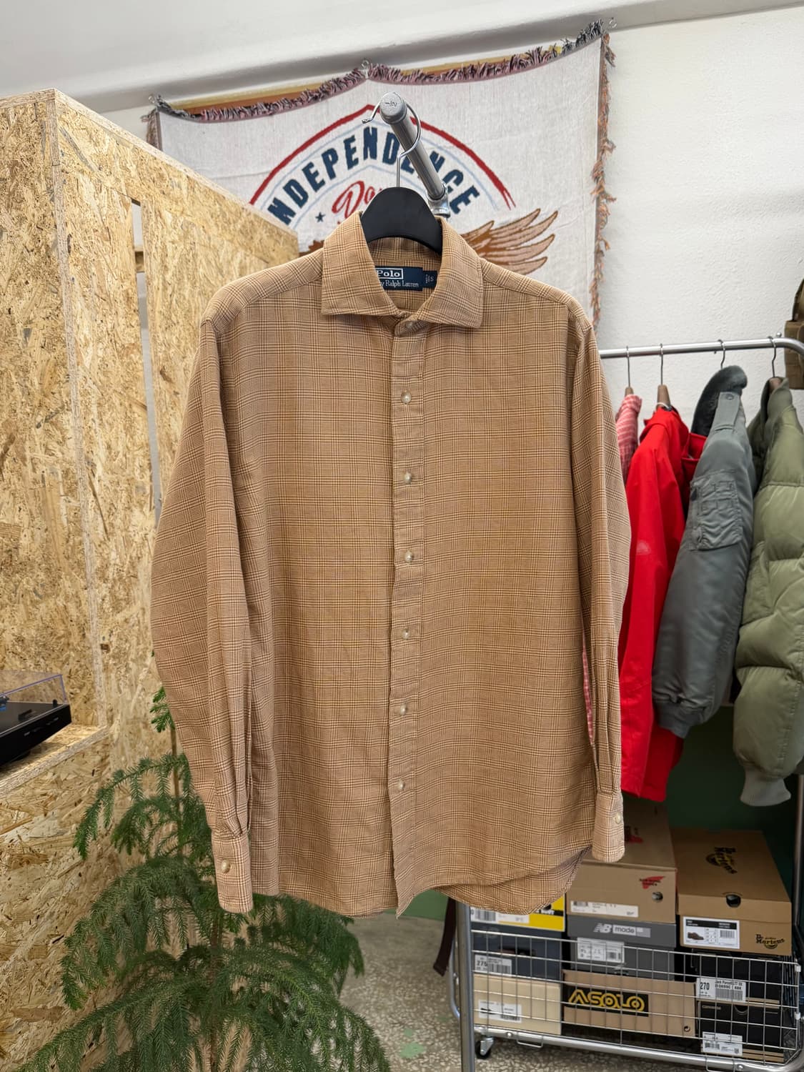 폴로 브라운 체크 셔츠 상품이미지1