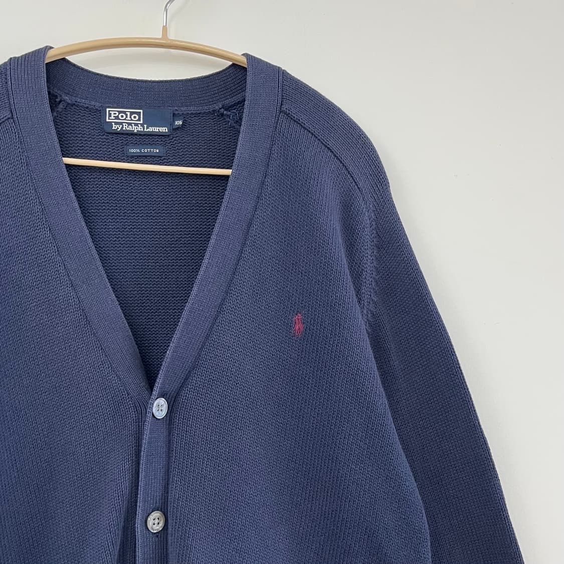 폴로 랄프로렌 버건디 포니 네이비 코튼 니트 가디건 상품이미지4