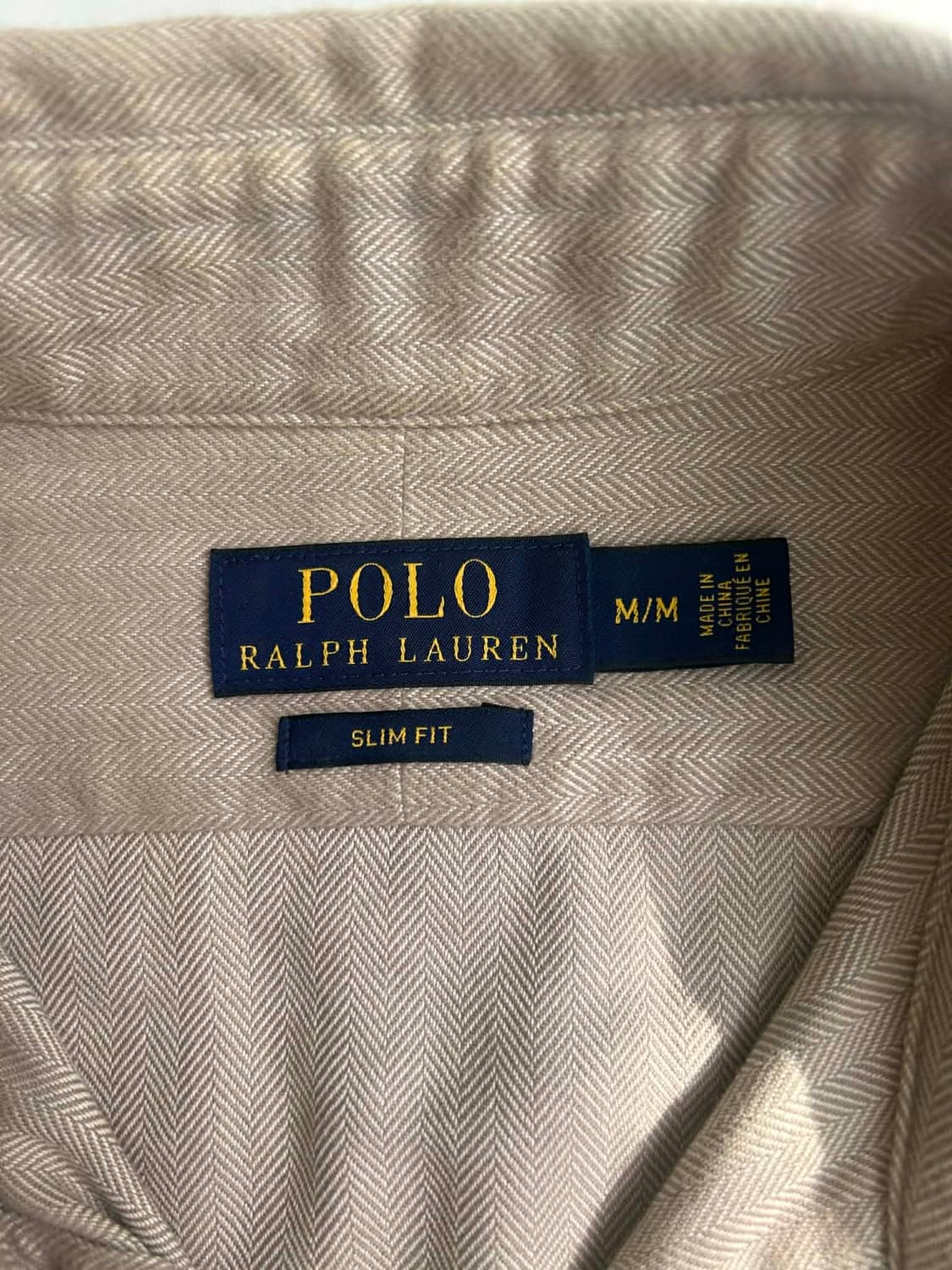 [M] 폴로 랄프로렌 오트밀 베이지 헤링본 슬림핏 셔츠 상품이미지4