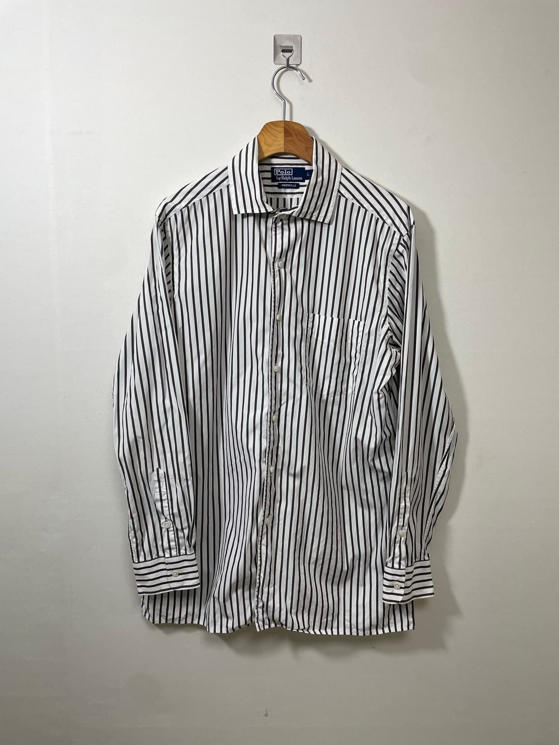 폴로Polo 브라운 스트라이프 셔츠 L - S9 상품이미지1