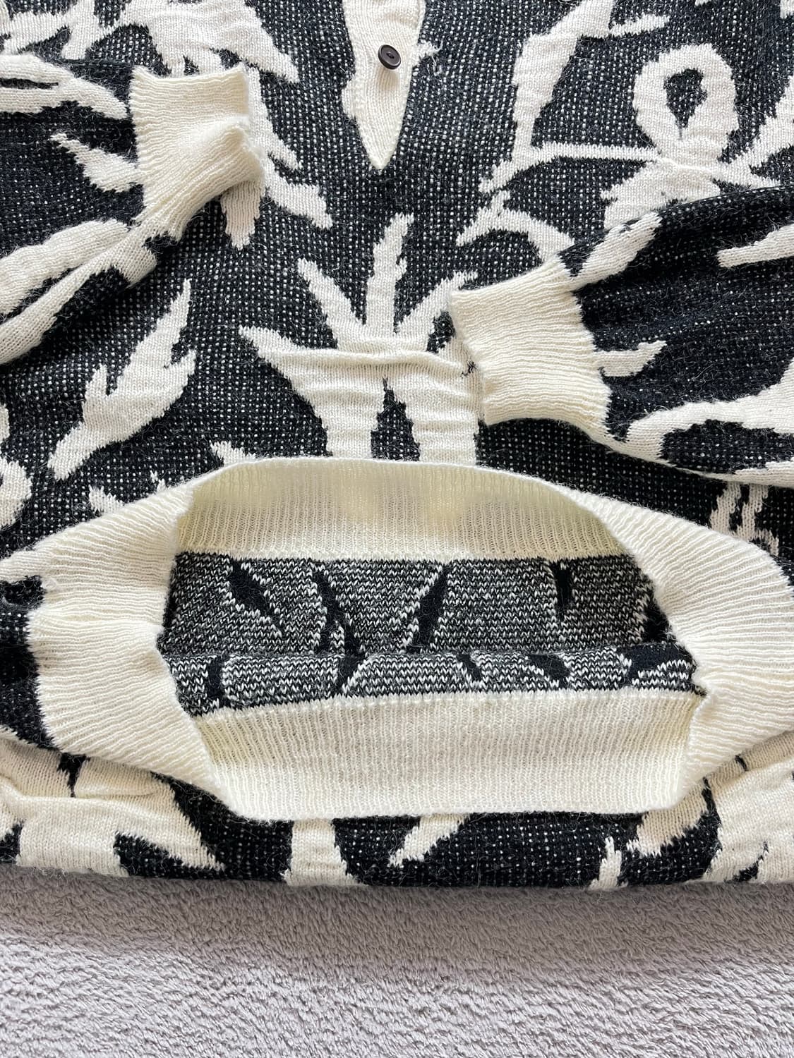 빈티지 플라워 패턴 자카드 니트 카라 스웨터 상품이미지4