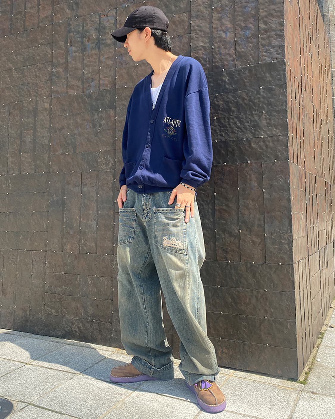 빈티지 구제 네이비 브이넥 가디건 상품이미지2